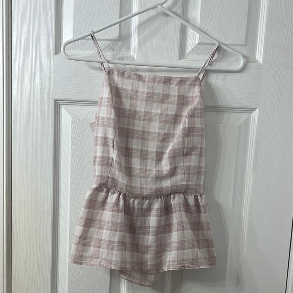 Plaid Sleeveless Peplum Top